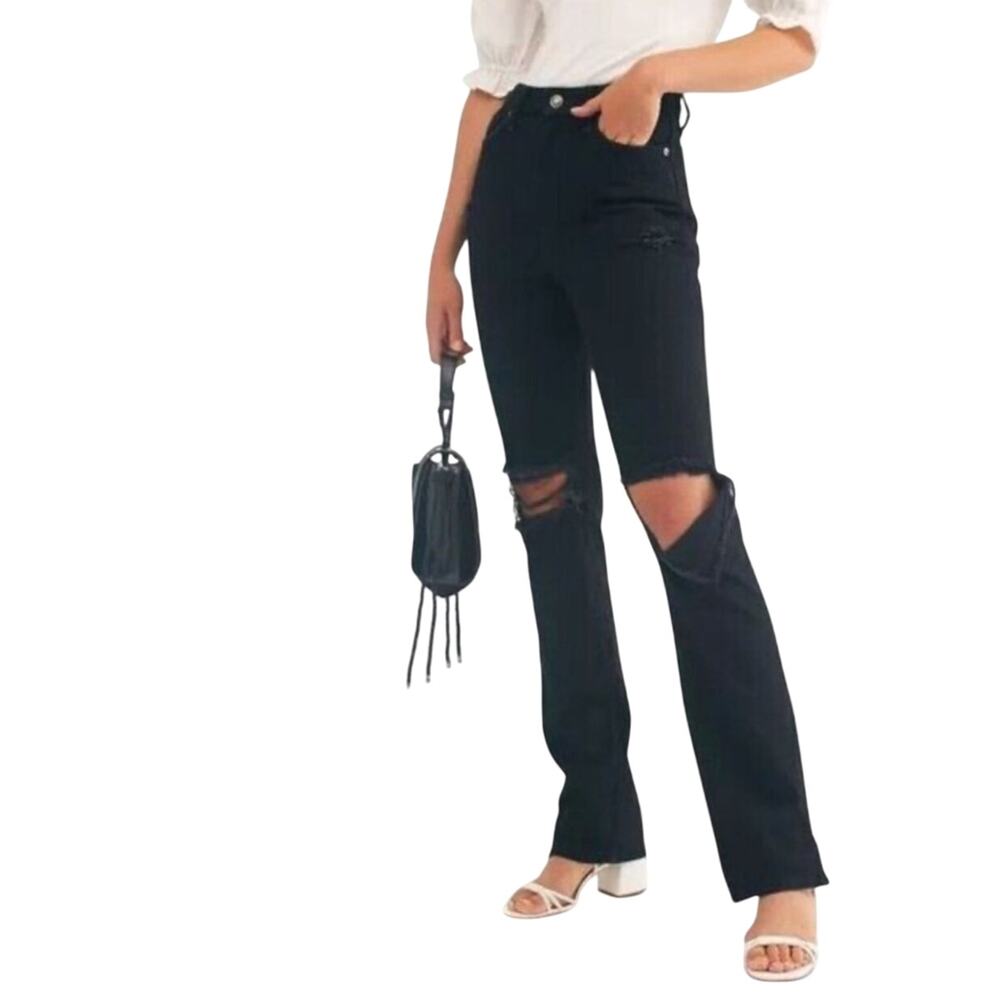 FREE PEOPLE x WE THE FREE Women’s My Own Lane Black Distressed Jeans